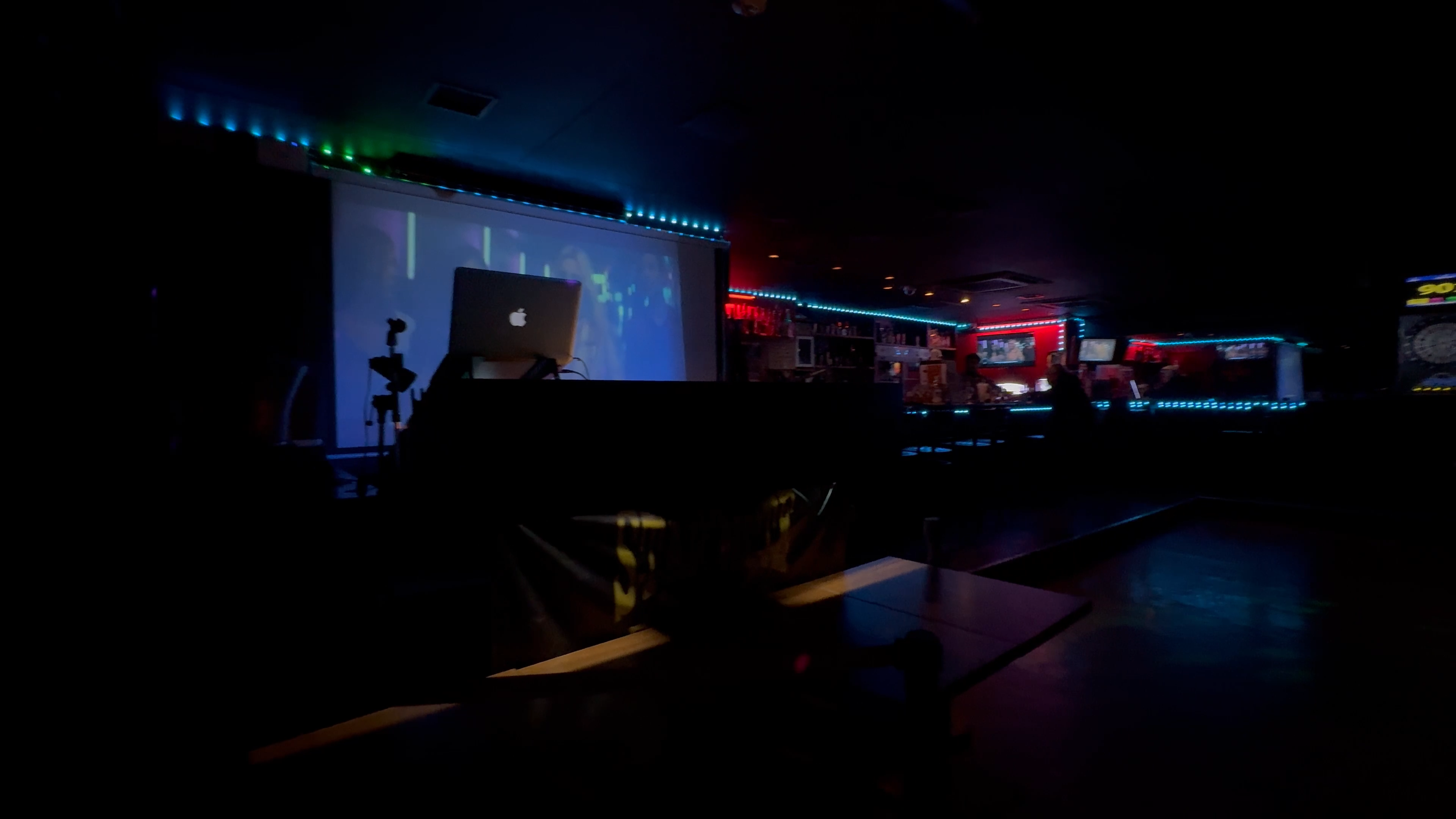 StarNight floor with projection screen and stage setup